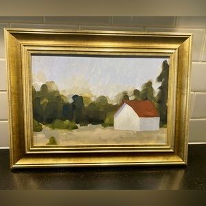 Theshold Studio McGee 12”x16” Framed Art Canvas Woodland Farmhouse White Cottage